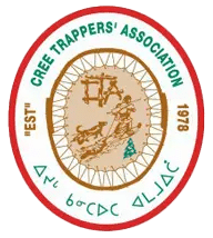 Logo of the Cree Trappers' Association features a circular design with a sled and dogs in the center. It includes the text 